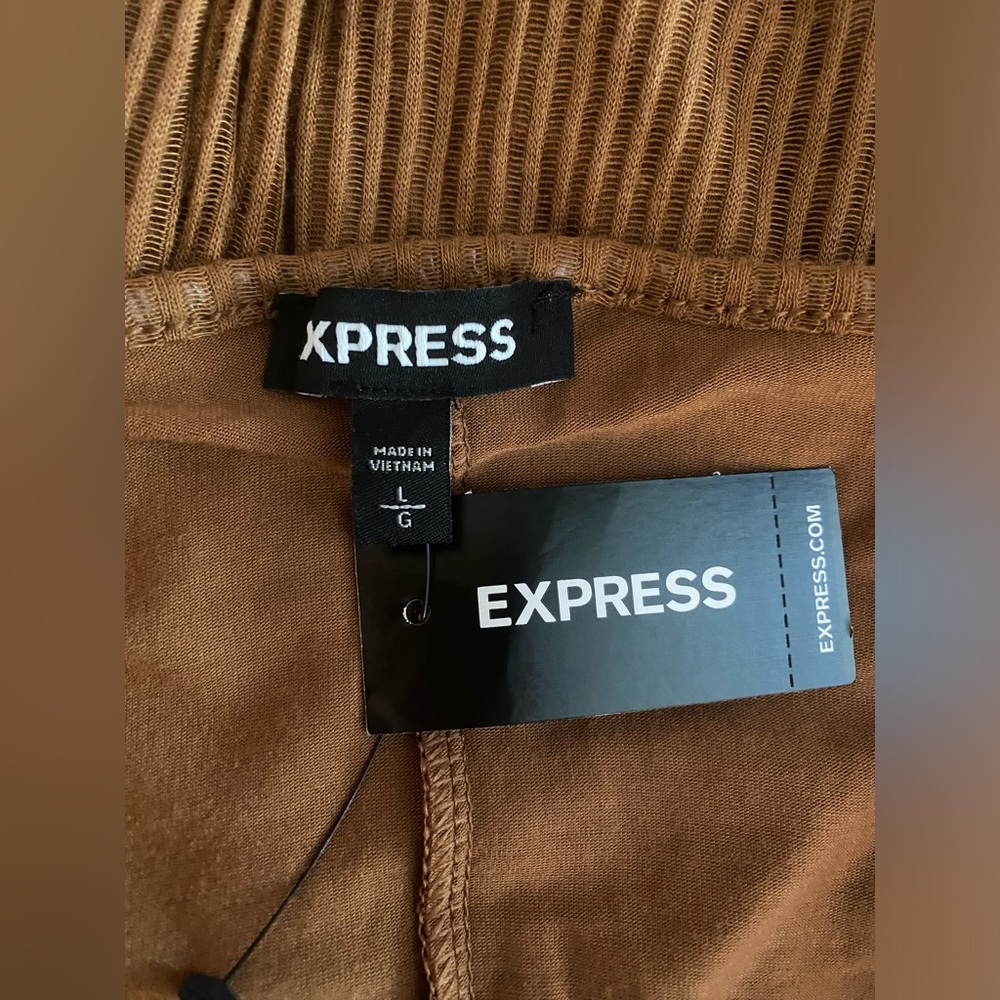 Express Faux Brown Button Down Ribbed Knit Midi Cardigan Dress SKU0199 - Picture 8 of 9